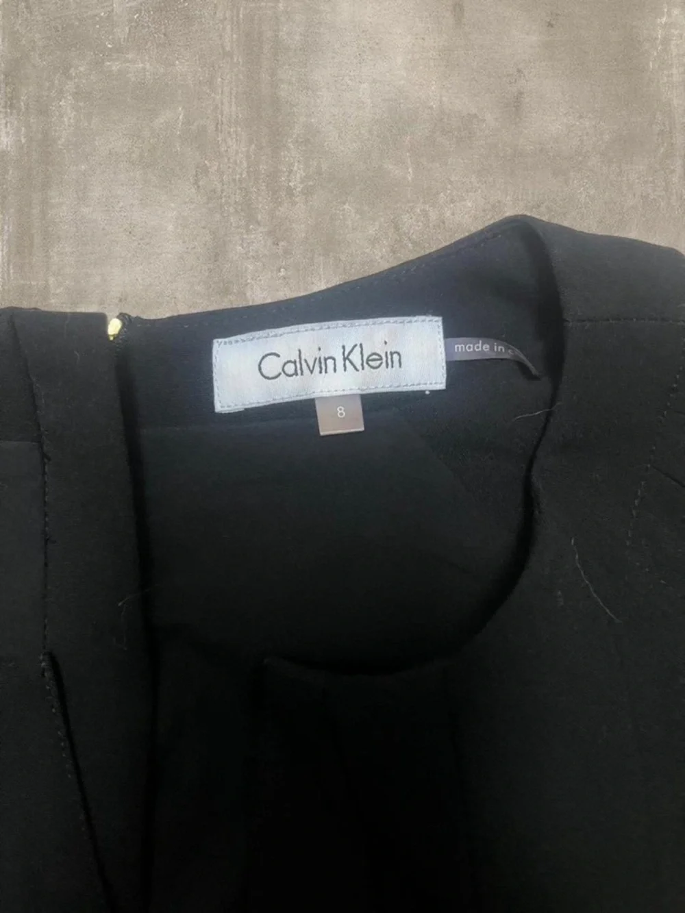 Calvin Klein Black Sheath Dress Size 8 Gold Buckle Career Cocktail